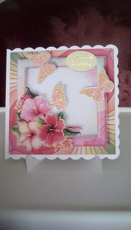 Art Nouveau Bright & Butterflies - Hibiscus 8x8 by Joyce Edwards
