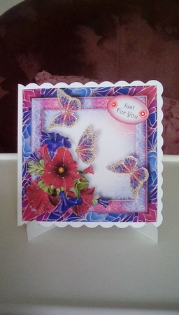 Art Nouveau Bright & Butterflies - Petunias 8x8 by Joyce Edwards
