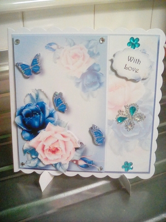 Blue Roses & Butterflies by Joyce Edwards