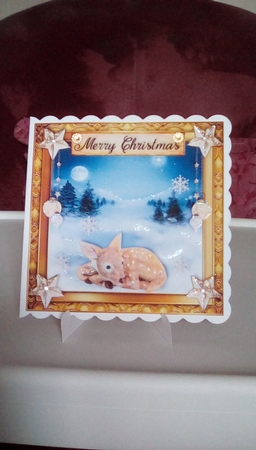 8x8 Merry Christmas deer  by Joyce Edwards