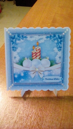 White Baubles and Candle by Joyce Edwards