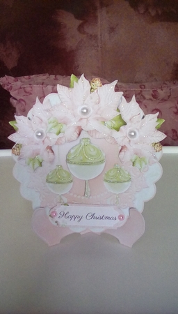 Pink and Mint Poinsettia Plate and Stand by Joyce Edwards