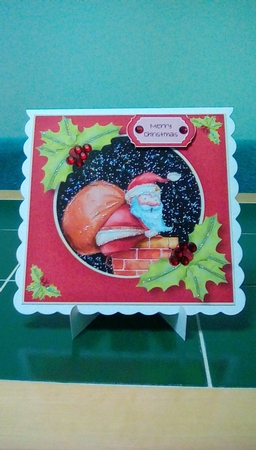 Santas Stuck In The Chimney 8x8 by Joyce Edwards