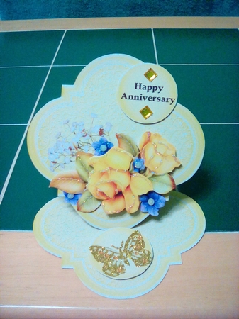 Yellow roses easel card by Joyce Edwards