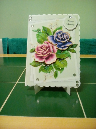 Lovely Pink Purple Roses Topper (Green) by Joyce Edwards