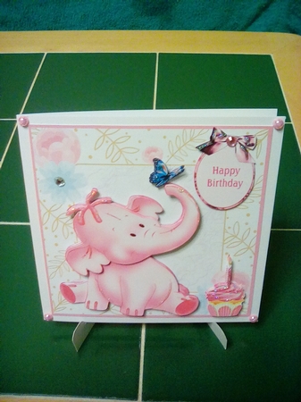 Cute Elephant Birthday Pink by Joyce Edwards