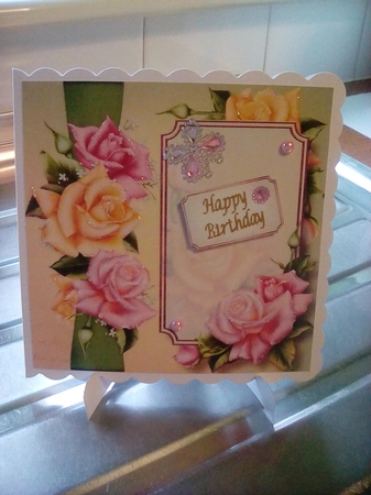 Panel & Bow - Edwardian Roses 8x8 by Joyce Edwards