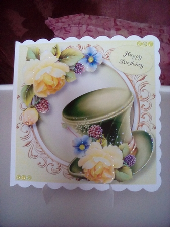 Fabulous Hat & Yellow Roses 8x8 by Joyce Edwards