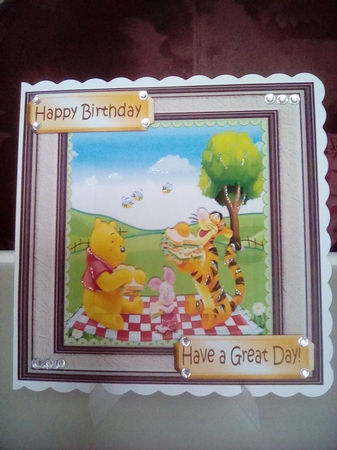 Pooh bear and friends having a picnic pyramids 7x7 frame by Joyce Edwards