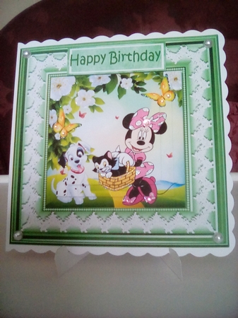 Minnie with friends out for a stroll pyramids 7x7 by Joyce Edwards