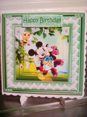 Minnie with Mickey dancing pyramids 7x7 by Joyce Edwards