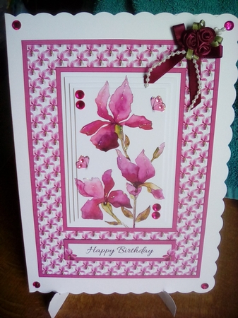 Lovely Watercolor Iris Pyramid Birthday Topper by Joyce Edwards