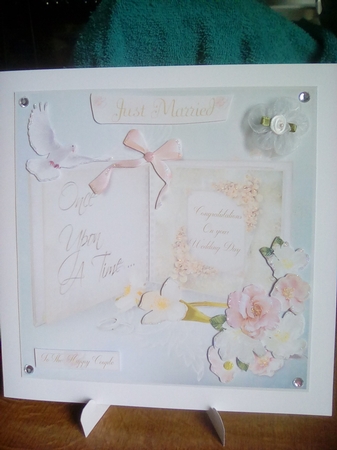 Wedding Album Card Front With Decoupage by Joyce Edwards