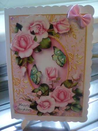 Gilded Frame & Blush Pink Roses A5 by Joyce Edwards
