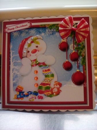 Snowman and Baubles by Joyce Edwards
