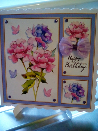 Lovely Watercolor Peonies Birthday Topper (Lilac) by Joyce Edwards