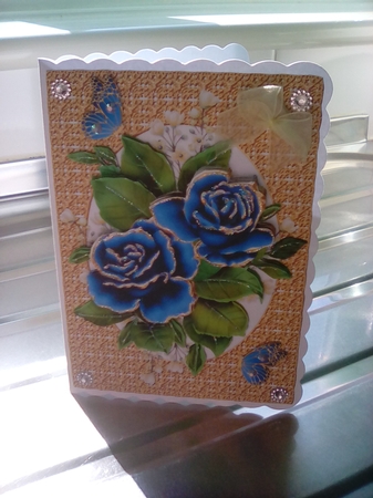 Lovely Roses On Gold Lace by Joyce Edwards