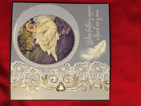 3 Blue swan a feather card front/toppers by Joyce Perkins