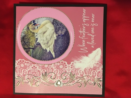 3 Pink swan A feather card front/toppers by Joyce Perkins