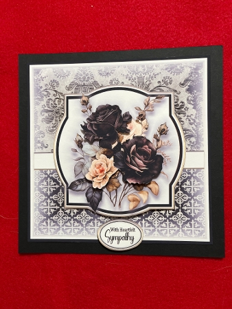 7x7 With Heartfelt Sympathy 4 Card Front, Topper, Decoupage & Sentiments  by Joyce Perkins