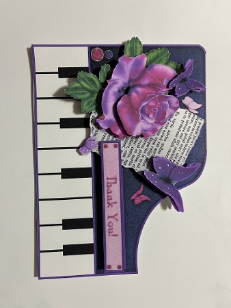 Painted Rose - Piano Shaped Decoupage Card Kit by Joyce Perkins