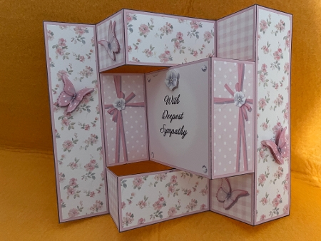 Fresh Pink Flowers - With Deepest Sympathy - Tri Shutter Card by Joyce Perkins