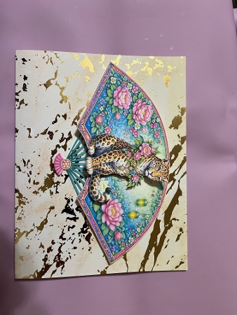 3D Leopard Pop-Up Card Design – Floral Fantasy Jungle Printable by Joyce Perkins