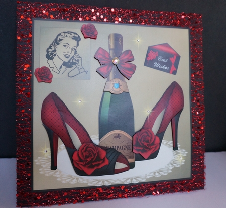 Red Hot Shoes with Roses and Champagne Qs by Joyce Perkins