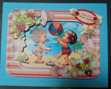 Life's a Beach 2 Decoupage Card Front by Joyce Perkins