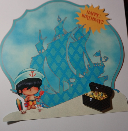 Surfer Sailor Boy Beach Pirate in Blue Card Making Kit by Joyce Perkins