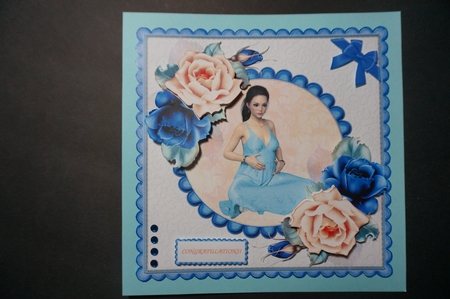 The Mother-to-be and Blue and Peach roses by Joyce Perkins