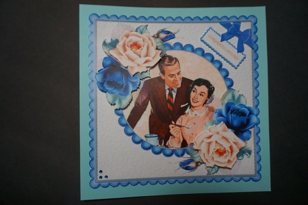 The Retro Couple and Blue and Peach roses by Joyce Perkins