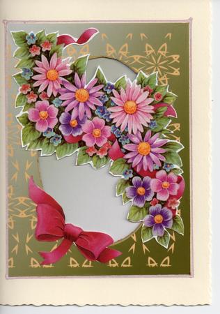 Green and Gold Oval Cut Out Card. by Jude Lucas