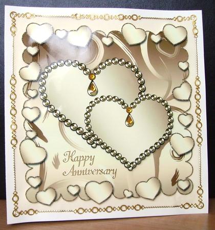 Two Jeweled Hearts Scalloped Topper 1 by Judith Mary Howells