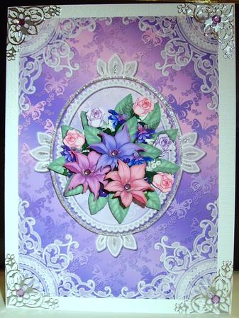 Butterfly Lace Card Front (purple) by Judith Mary Howells