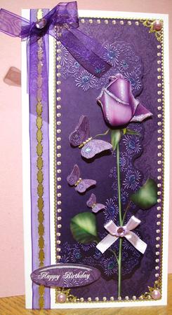 Lavender Rose Dl and Butterflies by Judith Mary Howells