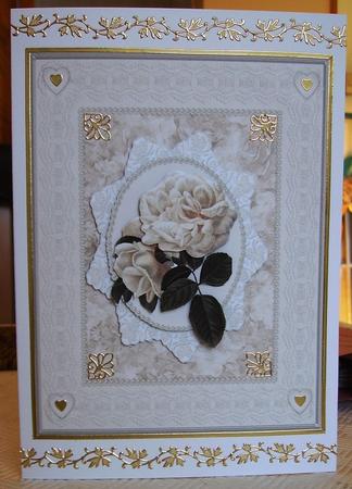 Cream Roses, Lace & Pearls by Judith Mary Howells