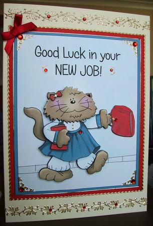 Good Luck with Your New Job-front/topper with Decoupage by Judith Mary Howells
