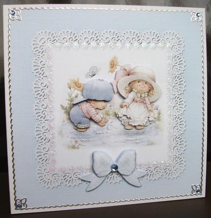 Square Pearls and Lace Card Front or Insert by Judith Mary Howells