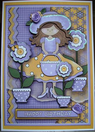 Fancy Girl Lilac Cutie Sheet, Decoupage, Step by Step by Judith Mary Howells