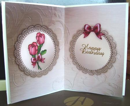 Roses and Metallic Lace Matching Insert A5 Portrait by Judith Mary Howells