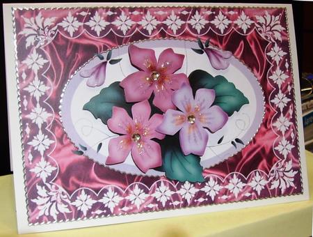 Art Deco Lace Frame 'n Satin A5 Card Fronts 5 by Judith Mary Howells