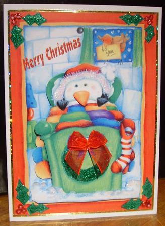 Cute Little Penguin in Bed A4 Topper by Judith Mary Howells