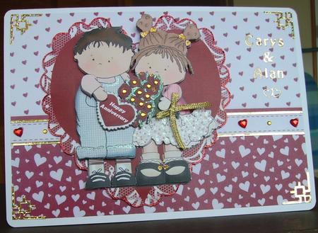 Cute Kids on a Lace Heart by Judith Mary Howells