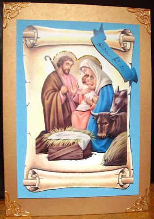 Nativity of Mary & Joseph on a Scroll by Judith Mary Howells