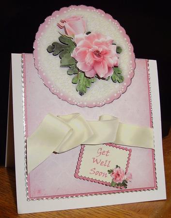 Pink Roses - Vertical Foldback Card by Judith Mary Howells