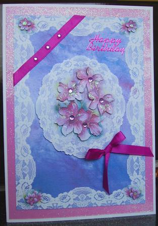2 Lacey Blue Toppers with Clematis by Judith Mary Howells
