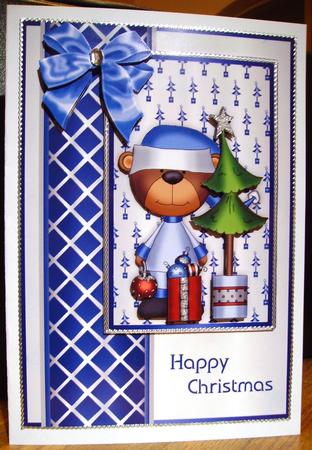 A Beary Merry Christmas A4 Card Front by Judith Mary Howells