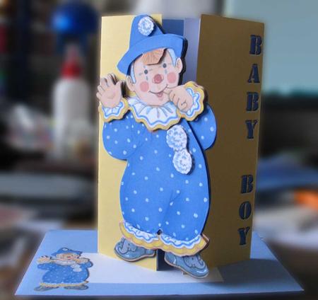 Jolly the Clown Gatefold Step by Step - Blue by Judith Flavel
