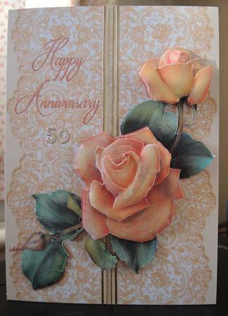 Roses on Lace - Peach on Peach - Anniversary by Judith Flavel